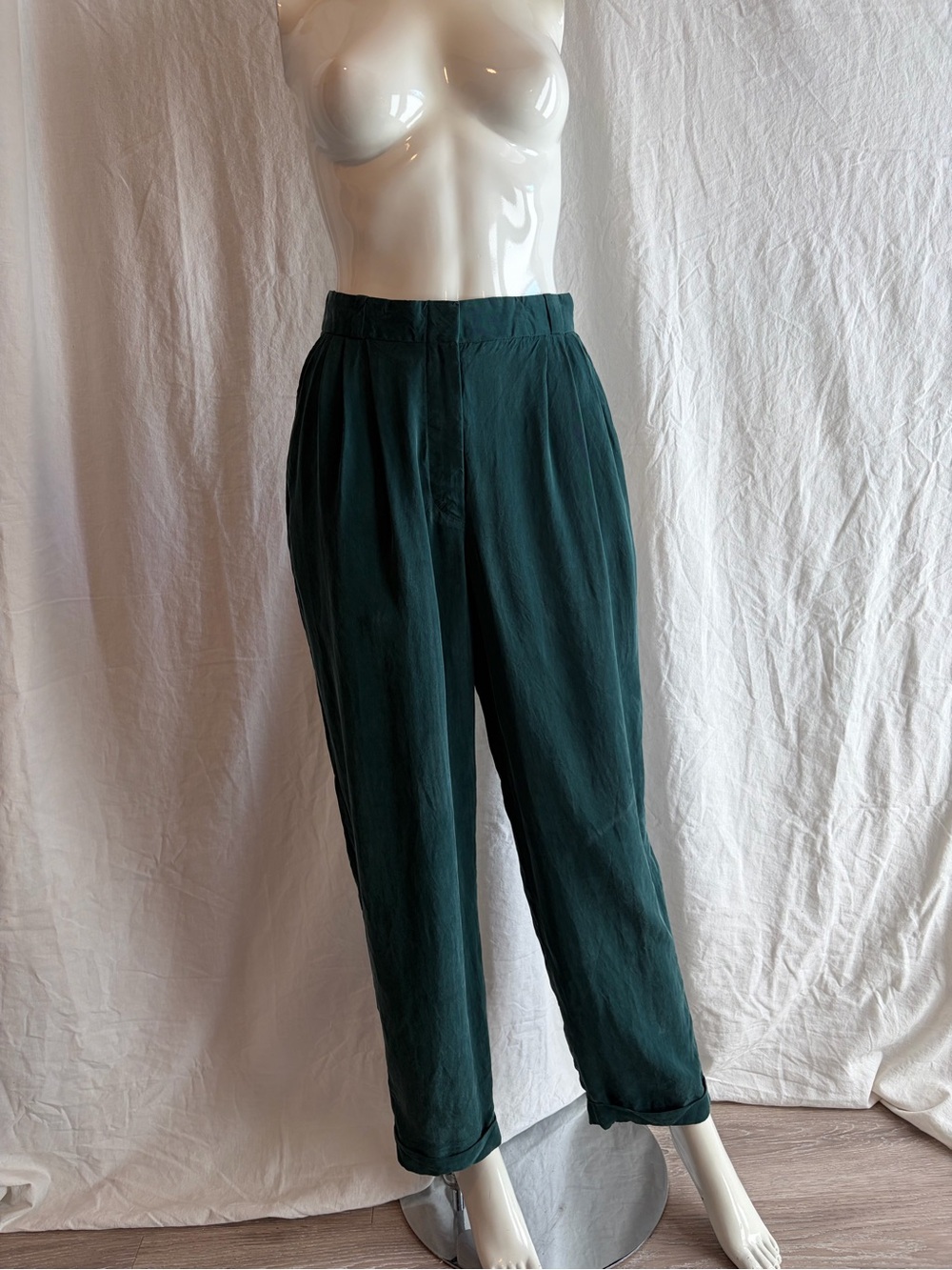 Women’s Vintage Silk Dark Green Trousers